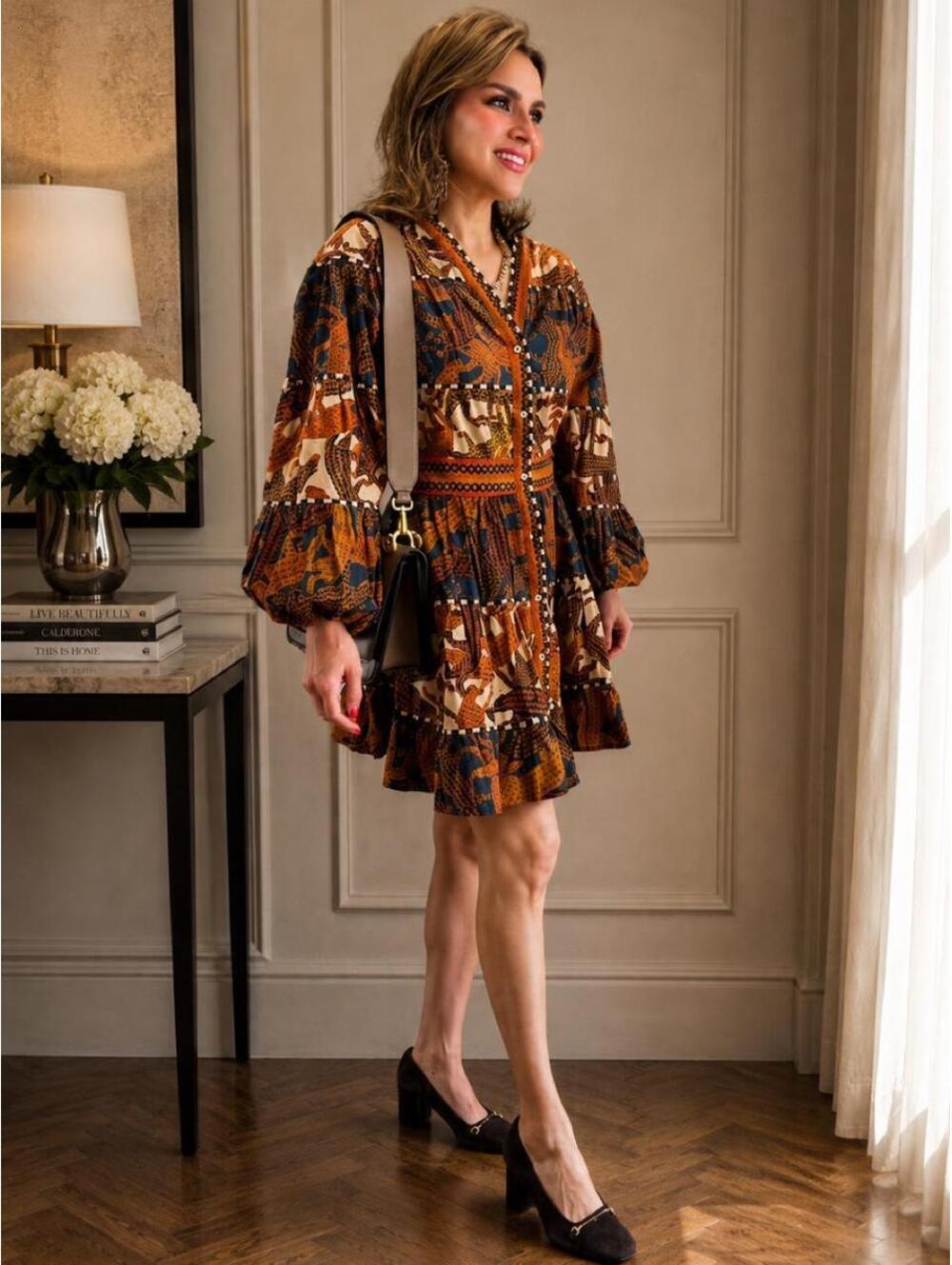 Farm Rio Women's Multi and Brown Dress